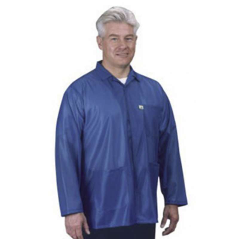 ESD-Safe Traditional Jacket in IVX-400 Material with Grounding Key and Snaps, Royal Blue, X-Large, 32" Long